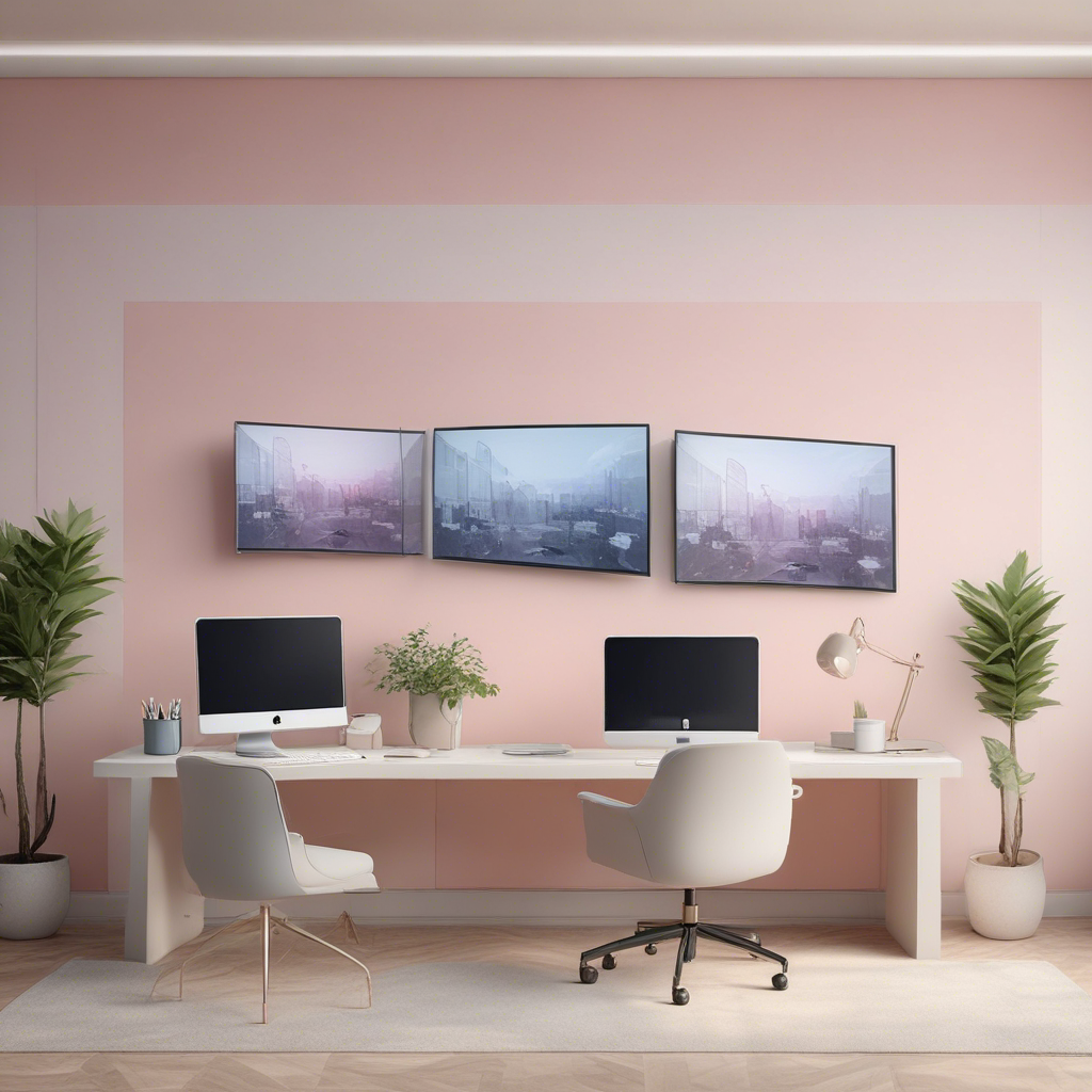 a modern office workspace featuring a team collaborating around multiple monitors displaying AI interfaces, with one screen specifically showing an ex