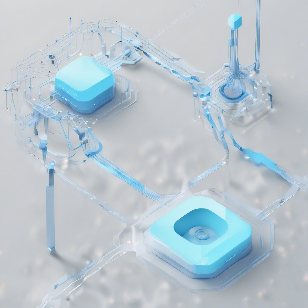 An abstract diagram showcasing two elements: one labeled 'LISTEN' and another labeled 'NOTIFY', connected by a flow of digital pulses or waves, set ag