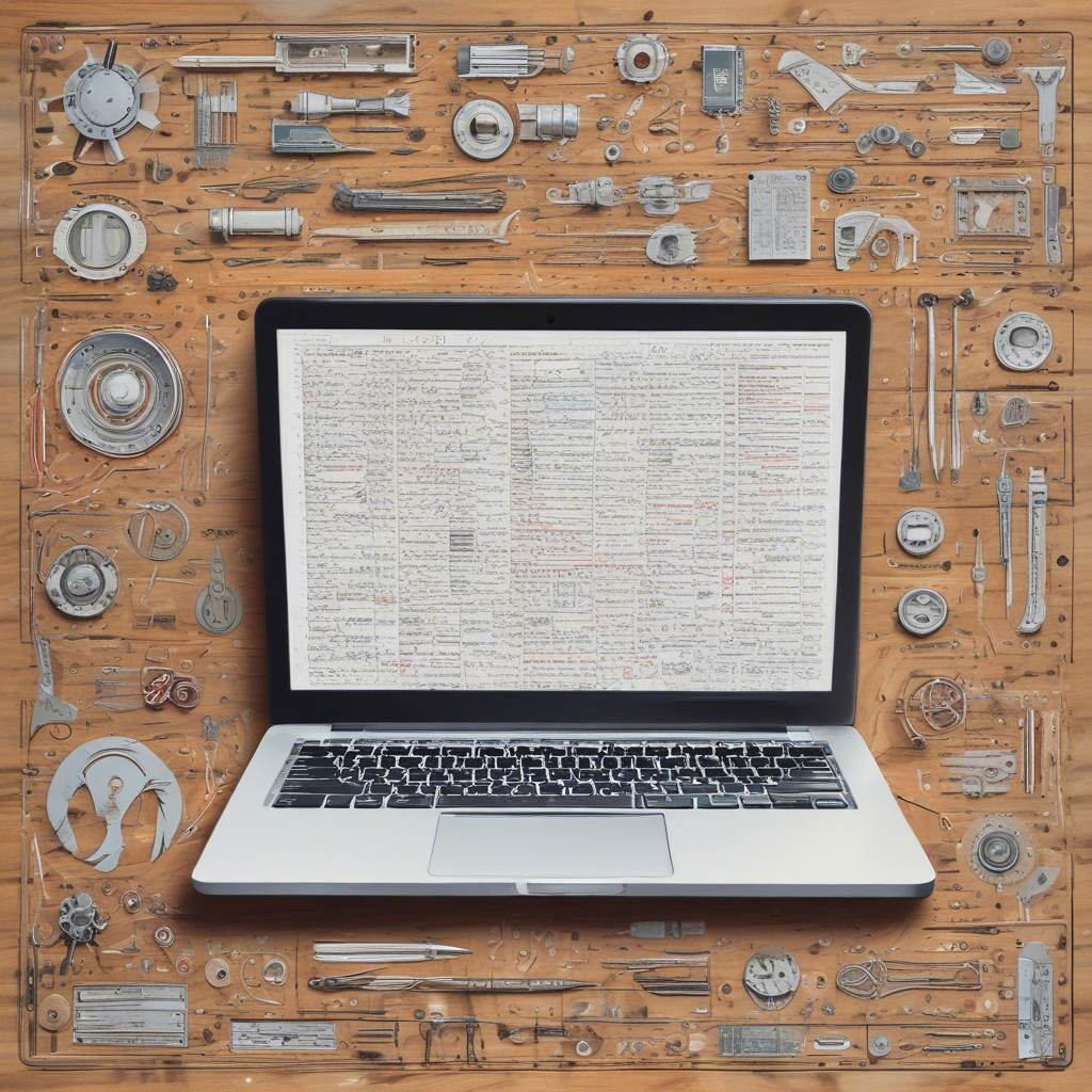 a close-up of a programmer working on fundamental coding exercises on their laptop screen, surrounded by basic engineering tools like rulers and erase