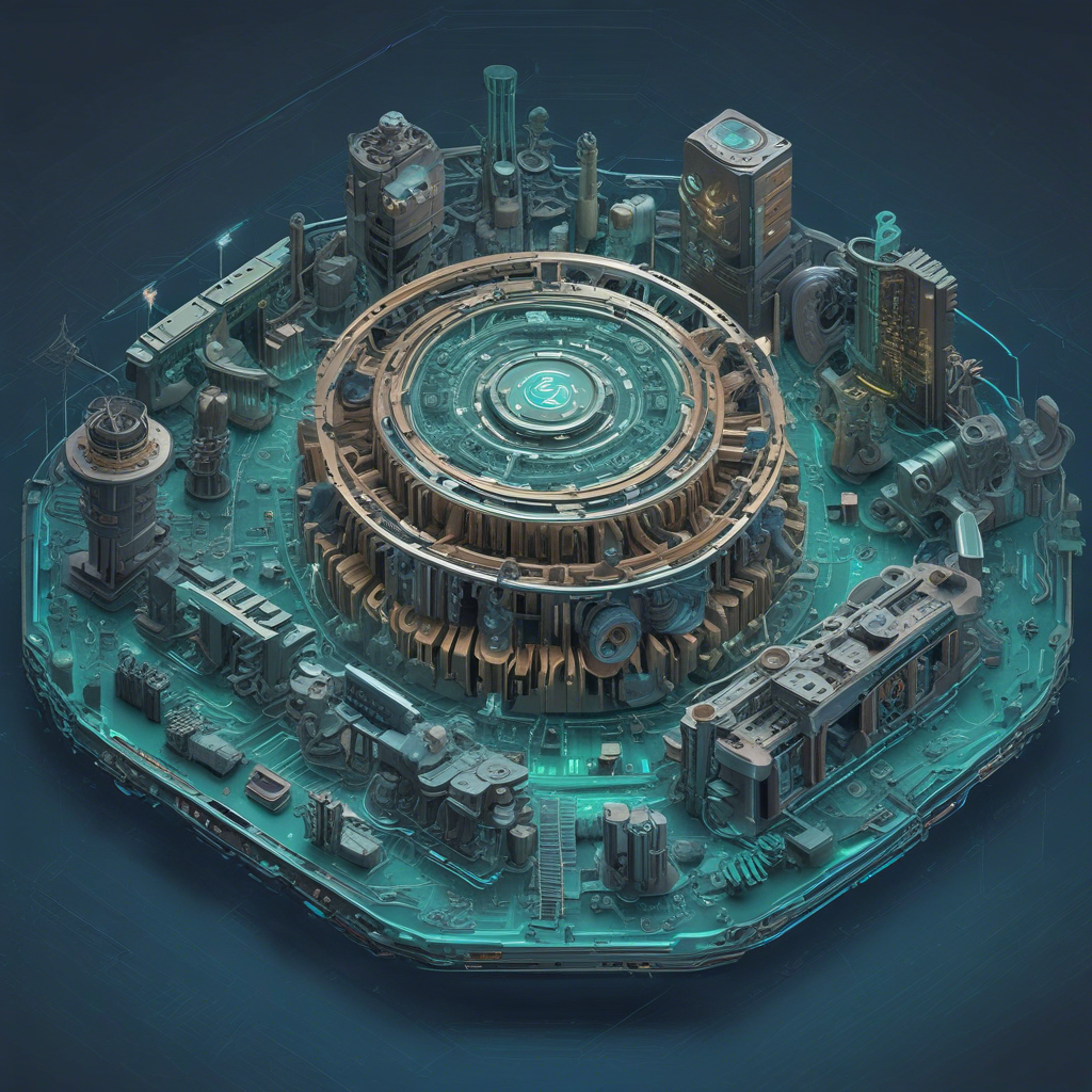 An isometric diagram of an AI model with layered context connections, illustrating how context engineering enhances retrieval-augmented generation.