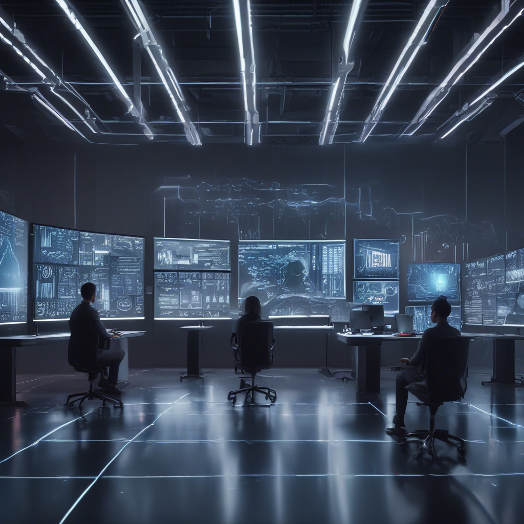 A modern IT workspace with a team collaboratively working on digital screens, implementing new security protocols. ||pexels:workspaces||