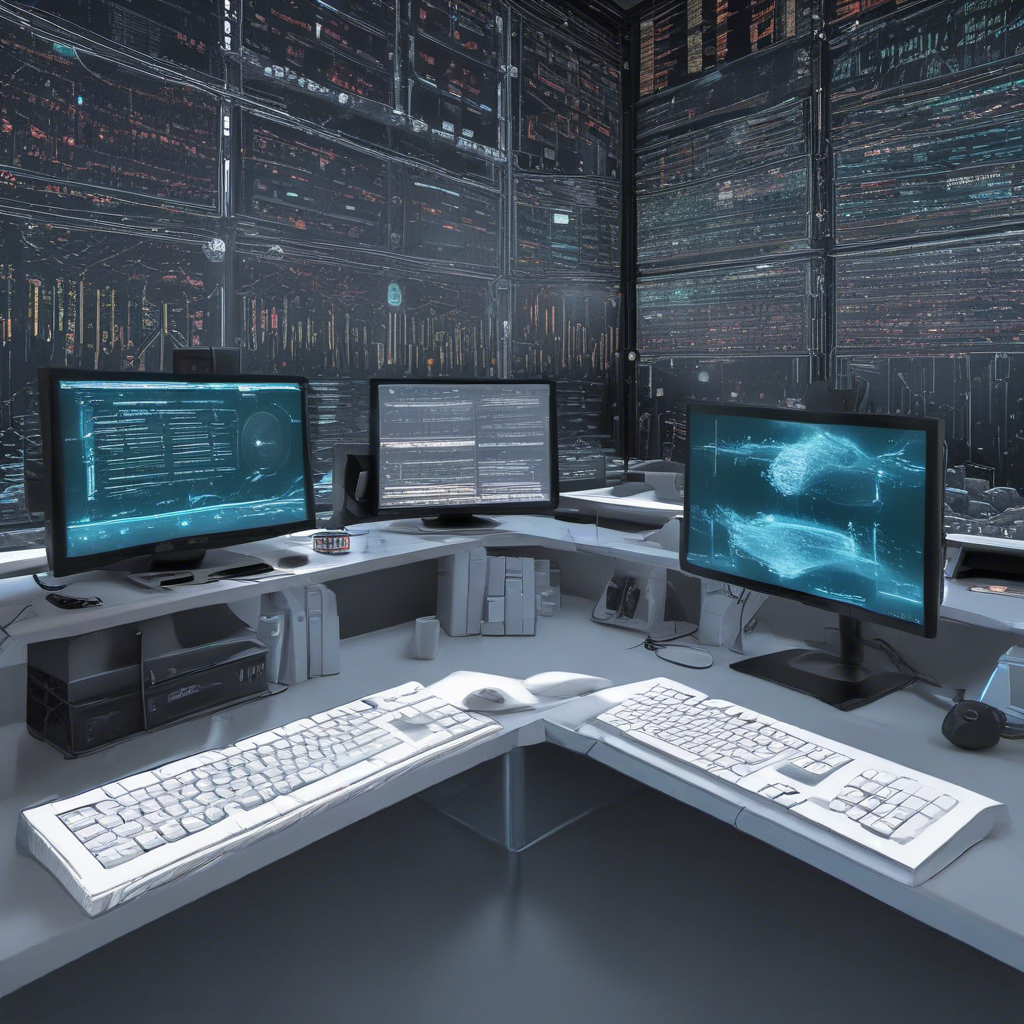 a dual monitor setup showing real-time data processing and an active coding session, illustrating the necessity of async operations in handling comple